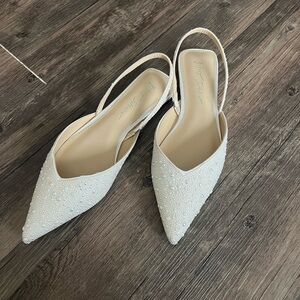 Betsey Johnson White Pearl Vance Flats